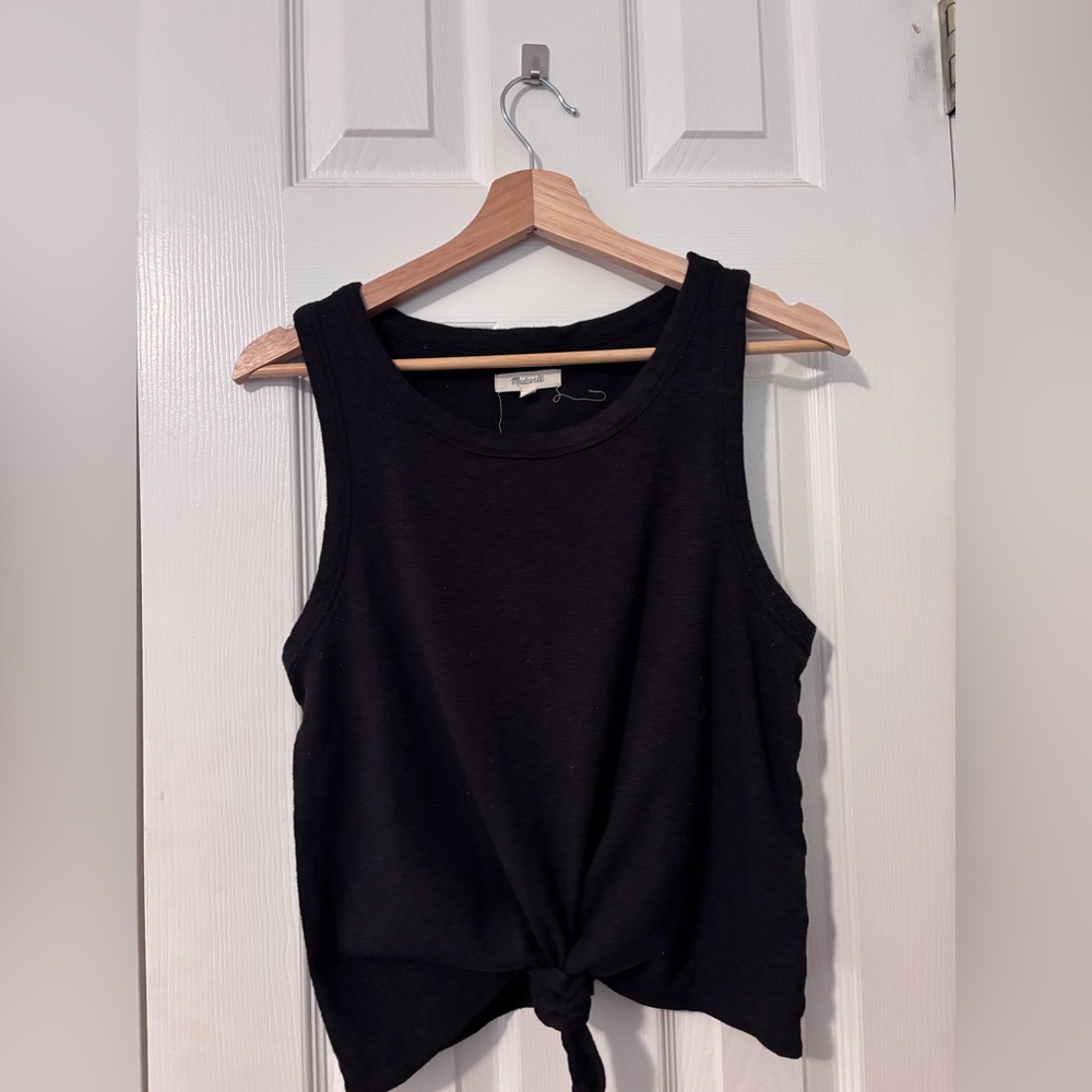 Madewell Women's Black Tie-Front Tank Top